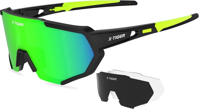Xtiger Polarized Sports Sunglasses with 5 Interchangeable Lenses,Mens Womens Cycling Bike Glasses,Baseball Running Fishing - Image 1
